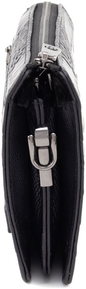 Черный мужской клатч из натуральной кожи под рептилию на одну молнию H.T. Leather 79461 фото №2 Черный мужской клатч из натуральной кожи под рептилию на одну молнию H.T. Leather 79461 modnotak фото №2