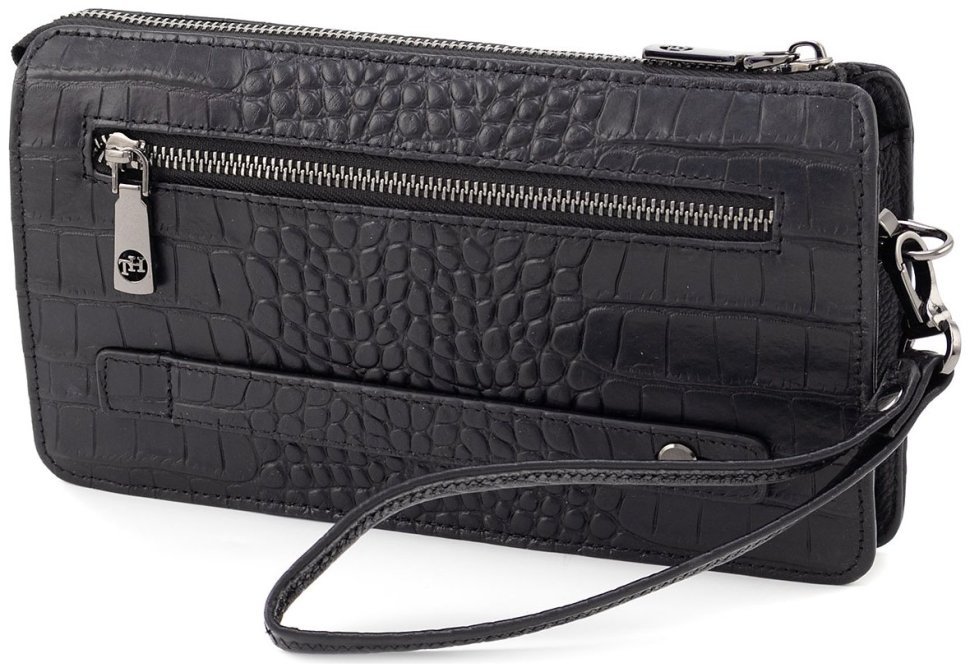Черный мужской клатч из натуральной кожи под рептилию на одну молнию H.T. Leather 79461 фото №5 Черный мужской клатч из натуральной кожи под рептилию на одну молнию H.T. Leather 79461 modnotak фото №5