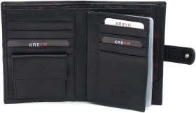 Функциональное мужское кожаное портмоне под паспорт и автодокументы KARYA 69761 Черного цвета