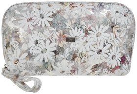 Женская кожаная косметичка с принтом в виде белых цветов Desisan 80062