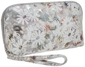 Женская кожаная косметичка с принтом в виде белых цветов Desisan 80062