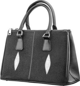 Вместительная сумка из черной кожи ската с ручками STINGRAY LEATHER (024-18512)