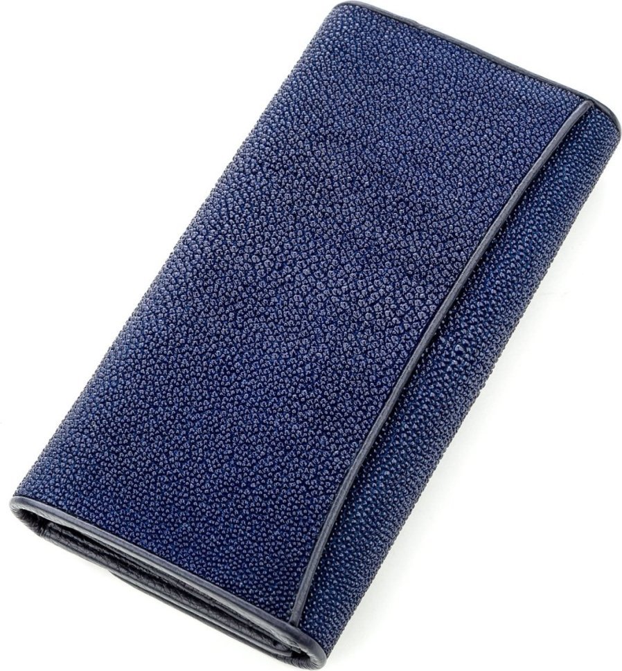Жіночий гаманець синього кольору зі справжньої шкіри ската STINGRAY LEATHER (024-18622)