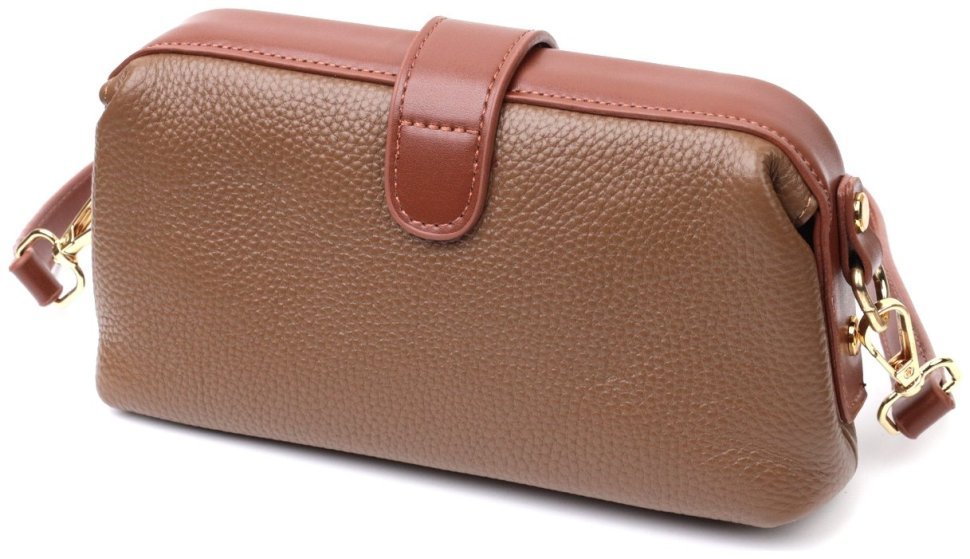 Жіноча сумка-клатч з натуральної шкіри коричневого кольору Vintage 2422425