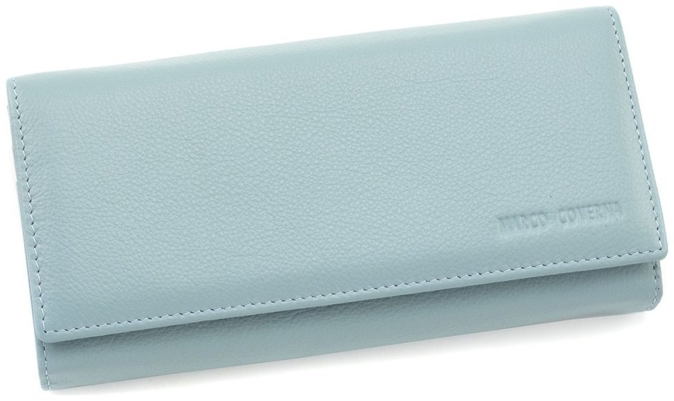 Женский кошелек из мелкофактурной кожи на магните Marco Coverna голубого цвета modnotak фото №3