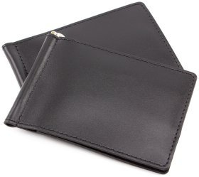 Черный мужской зажим из гладкой кожи ST Leather (16830)