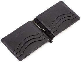 Черный мужской зажим из гладкой кожи ST Leather (16830)