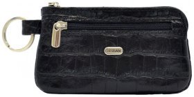 Черная ключница из натуральной кожи под крокодила на молнии Desisan 81362