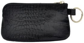 Черная ключница из натуральной кожи под крокодила на молнии Desisan 81362