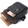 Качественная мужская сумка-барсетка с ручкой из черной кожи Vintage (20828) - 6