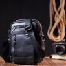 Качественная мужская сумка-барсетка с ручкой из черной кожи Vintage (20828) - 7