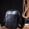 Качественная мужская сумка-барсетка с ручкой из черной кожи Vintage (20828) - 8