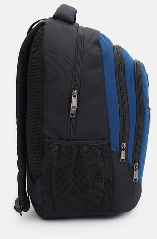 Синьо-чорний чоловічий рюкзак з поліестеру на два автономні відділення Aoking 71562