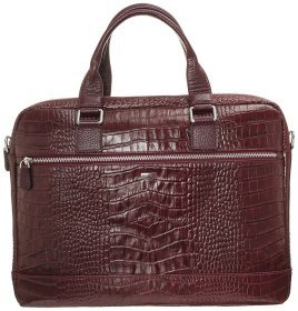 Ділова жіноча сумка з натуральної шкіри з фактурою під крокодила для документів та ноутбука Desisan 81662 (Бордовий колір)