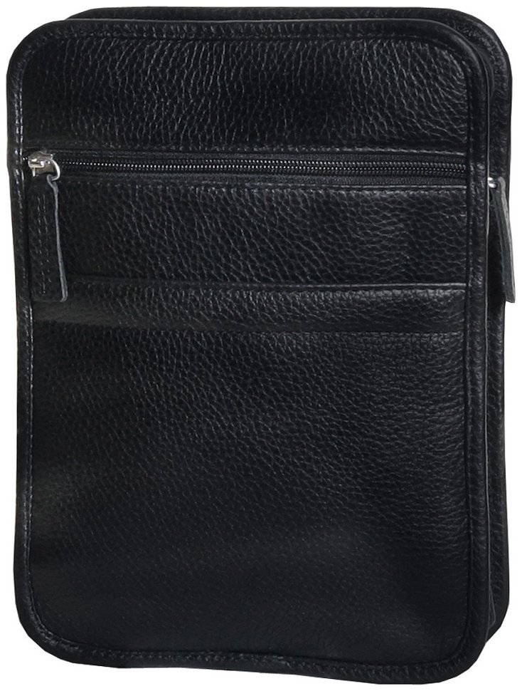 Повсякденна компактна чоловіча сумка із фактурної шкіри чорного кольору Vip Collection 102662 modnotak фото №3