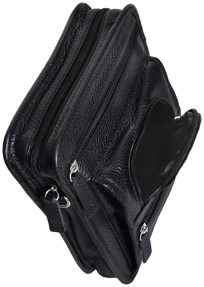 Повсякденна компактна чоловіча сумка із фактурної шкіри чорного кольору Vip Collection 102662 modnotak фото №6