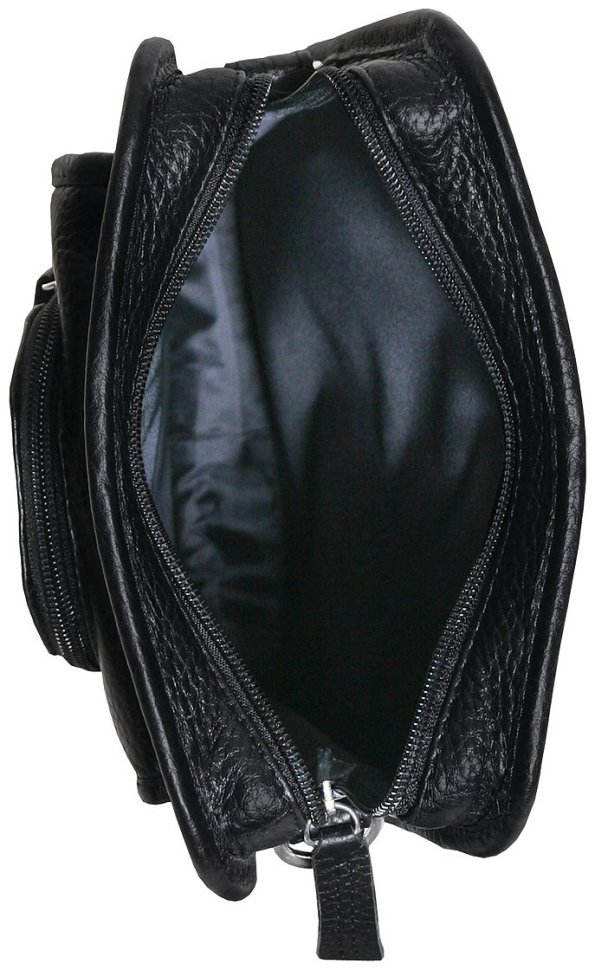 Повсякденна компактна чоловіча сумка із фактурної шкіри чорного кольору Vip Collection 102662 modnotak фото №8