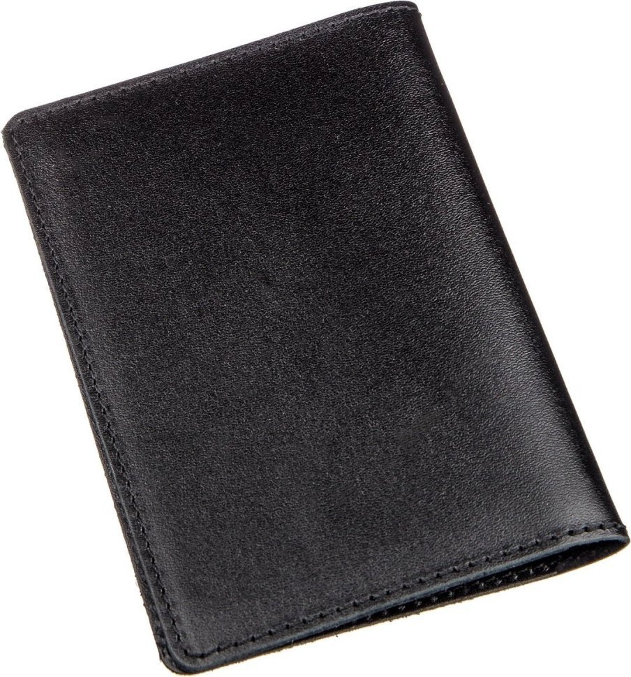 Черная обложка на водительские документы из натуральной кожи SHVIGEL (2413985)