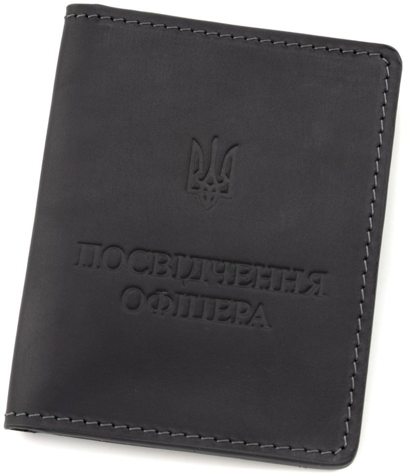 Обложка для офицерского удостоверения из матовой винтажной кожи Grande Pelle 82762 черного цвета modnotak фото №1