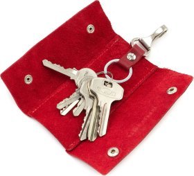 Женская компактная ключница красного цвета из натуральной кожи Grande Pelle (21483)