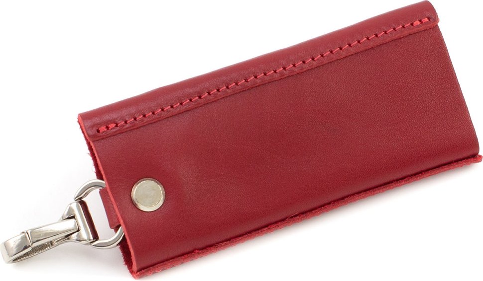 Жіноча компактна ключниця червоного кольору з натуральної шкіри Grande Pelle (21483)