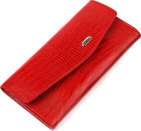 Лакований жіночий гаманець з натуральної шкіри червоного кольору з тисненням CANPELLINI (2421698)