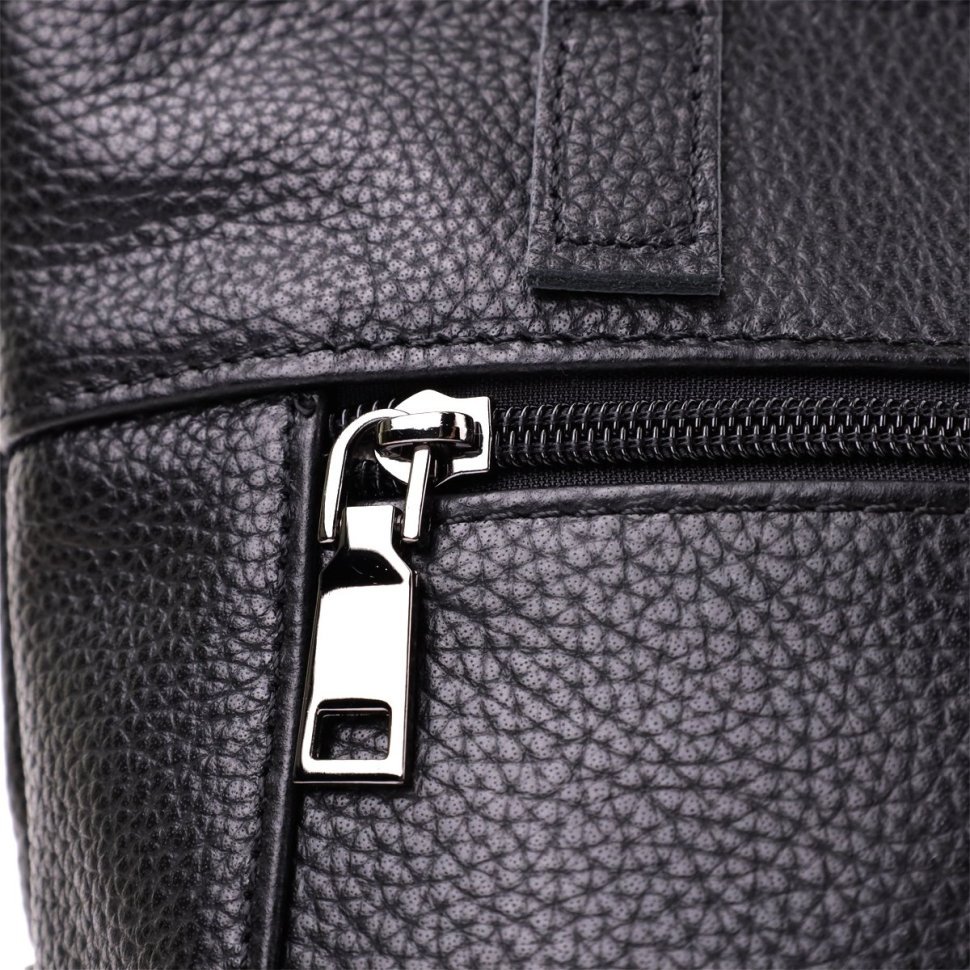 Вместительная женская сумка из фактурной кожи с ручками Vintage 103162 черного цвета modnotak фото №6