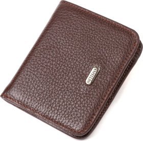 Жіночий гаманець невеликого розміру з натуральної шкіри флотар у коричневому кольорі CANPELLINI (2421798)