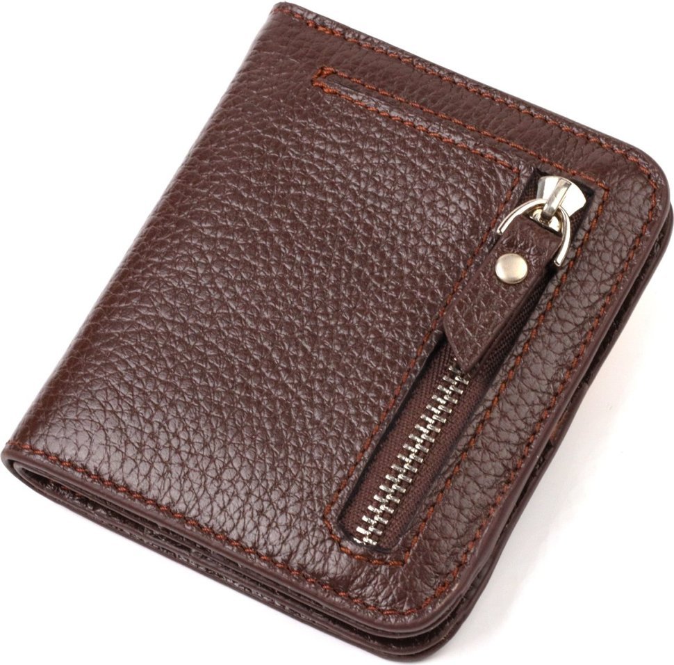 Жіночий гаманець невеликого розміру з натуральної шкіри флотар у коричневому кольорі CANPELLINI (2421798)