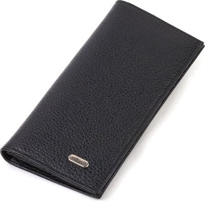 Чоловічий вертикальний гаманець чорного кольору із натуральної шкіри флотар CANPELLINI (2421898)