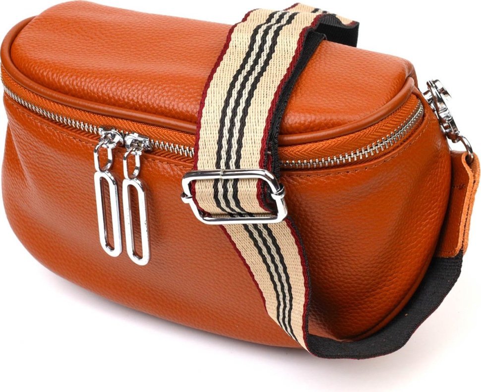 Стильна жіноча сумка через плече з натуральної шкіри рудого кольору Vintage (2422112)