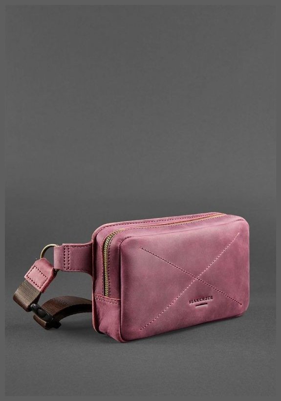 Бордова сумка на пояс з вінтажній шкіри BlankNote Dropbag Mini (12632)