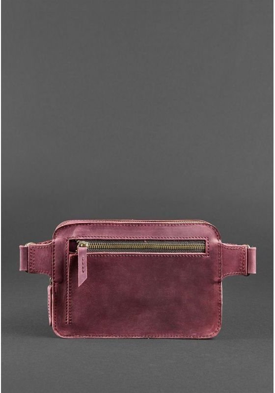 Бордовая сумка на пояс из винтажной кожи BlankNote Dropbag Mini (12632)