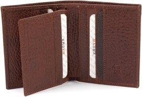 Мужское портмоне маленького размера из коричневой кожи без монетницы KARYA (19837) - 2