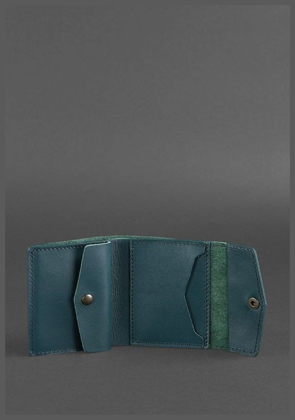 Кожаный кошелек темно-зеленого цвета с фиксацией BlankNote (12508)