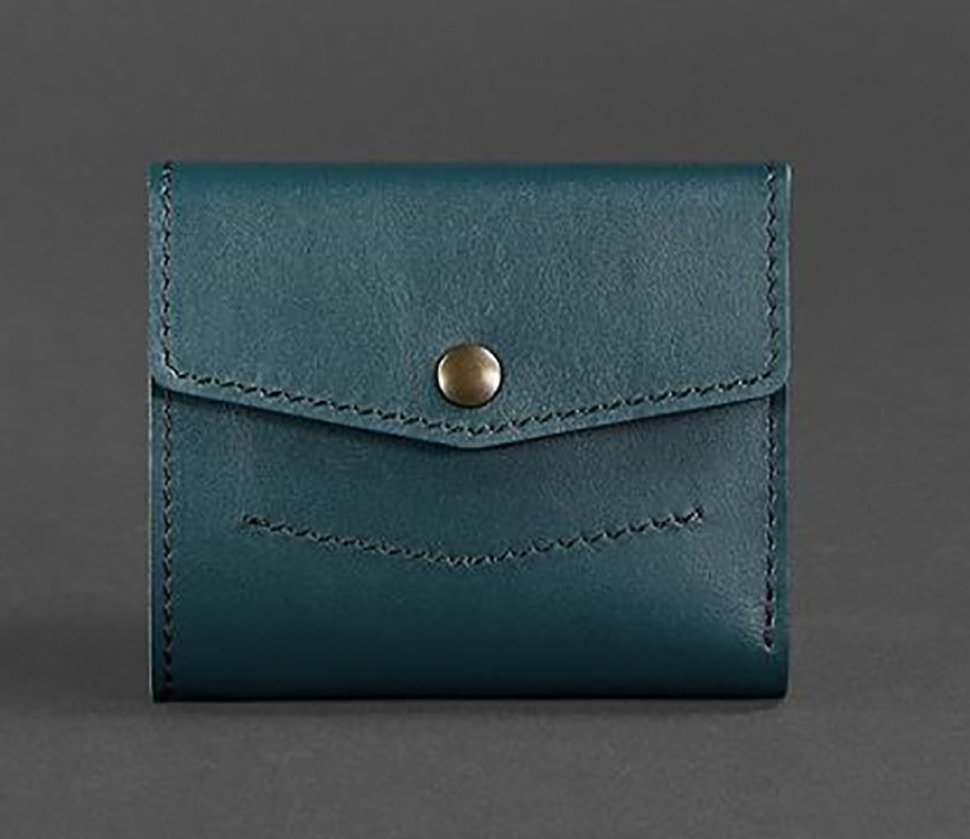 Кожаный кошелек темно-зеленого цвета с фиксацией BlankNote (12508)