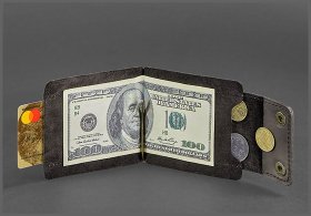 Компактный зажим для денег из натуральной кожи темно-коричневого цвета BlankNote (12616)