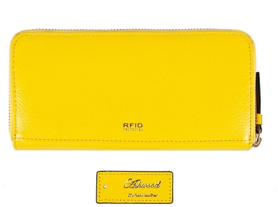 Горизонатльный женский кошелек из натуральной кожи с RFID-защитой Ashwood J51 94162 желтого цвета фото №2 Горизонатльный женский кошелек из натуральной кожи с RFID-защитой Ashwood J51 94162 желтого цвета modnotak фото №2