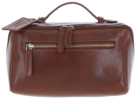 Вместительный мужской несессер из натуральной глянцевой кожи Ashwood K49 Chestnut 94362 коричневого цвета