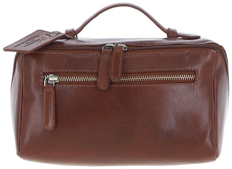 Вместительный мужской несессер из натуральной глянцевой кожи Ashwood K49 Chestnut 94362 коричневого цвета modnotak фото №1