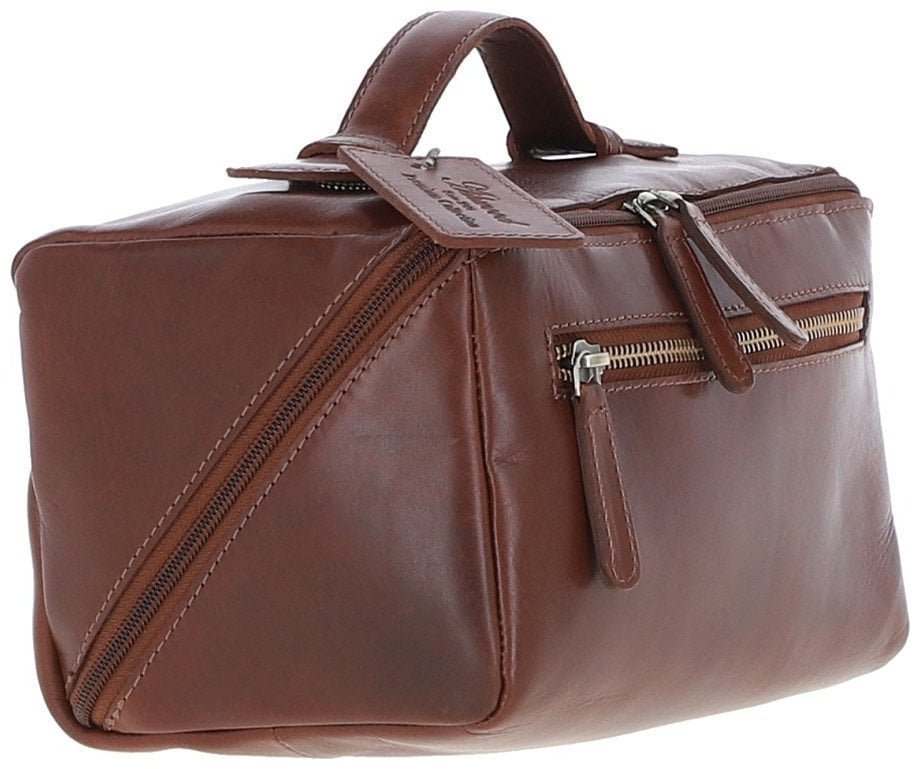 Вместительный мужской несессер из натуральной глянцевой кожи Ashwood K49 Chestnut 94362 коричневого цвета modnotak фото №6