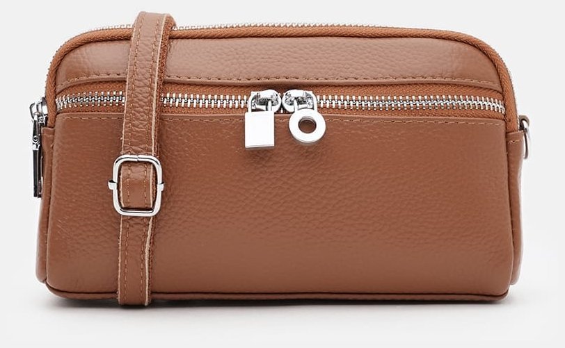 Женская сумка на 2 отделения через плечо из фактурной рыжей кожи Borsa Leather 104562 фото №2 Женская сумка на 2 отделения через плечо из фактурной рыжей кожи Borsa Leather 104562 modnotak фото №2