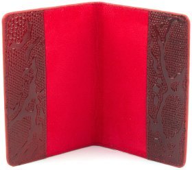 Красивая обложка для паспорта из натуральной кожи красного цвета KARYA (093-019)