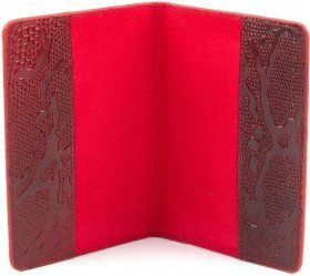 Красивая обложка для паспорта из натуральной кожи красного цвета KARYA (093-019) - 2
