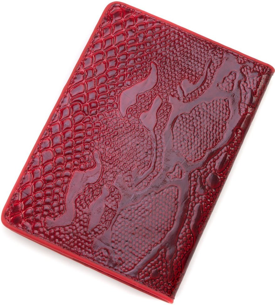 Красива обкладинка для паспорта з натуральної шкіри червоного кольору KARYA (093-019)