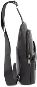 Мужская кожаная сумка-слинг через плечо Leather Collection 94562 черного цвета