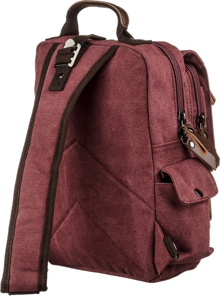 Малинова текстильна сумка-рюкзак на одне плече Vintage (20140)