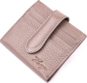 Компактний жіночий гаманець із натуральної шкіри з хлястиком на кнопці KARYA (2420948)