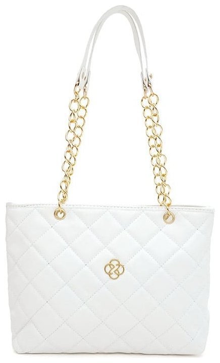 Стёганая женская сумка из кожзама с длинной ручкой-цепочкой Monsen 94662 белого цвета modnotak фото №1