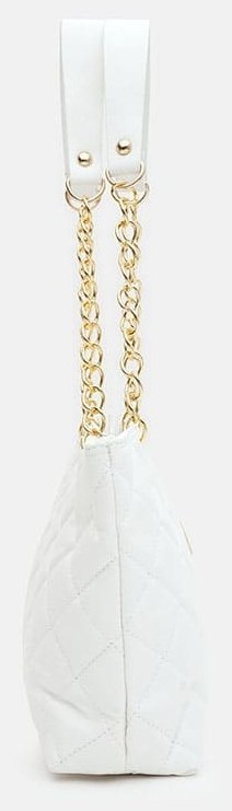 Стёганая женская сумка из кожзама с длинной ручкой-цепочкой Monsen 94662 белого цвета modnotak фото №4